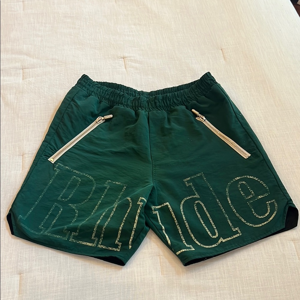 Rhude Green Shorts with Zipper Pockets